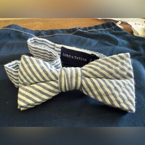 Lord & Taylor- Boys Seersucker Striped Bow Tie, Blue/White, OneSize